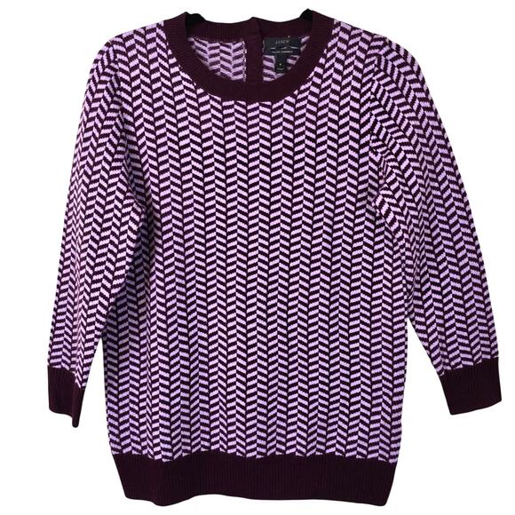 J.Crew Collection Cashmere Sweater Women's S Burgundy Herringbone Preppy Classic - Picture 1 of 12